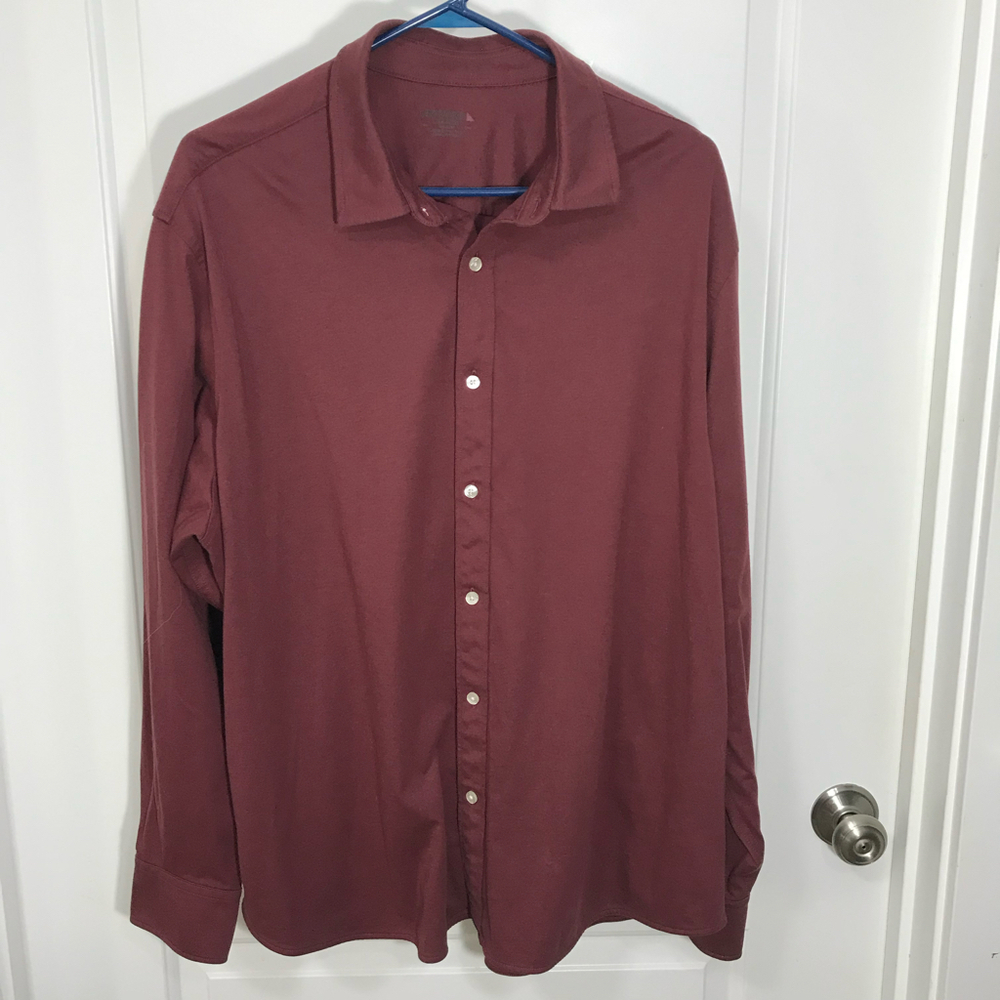 Untuckit  Relaxed Fit Cotton Maroon 2XL Long Sleeve Button Down Shirt